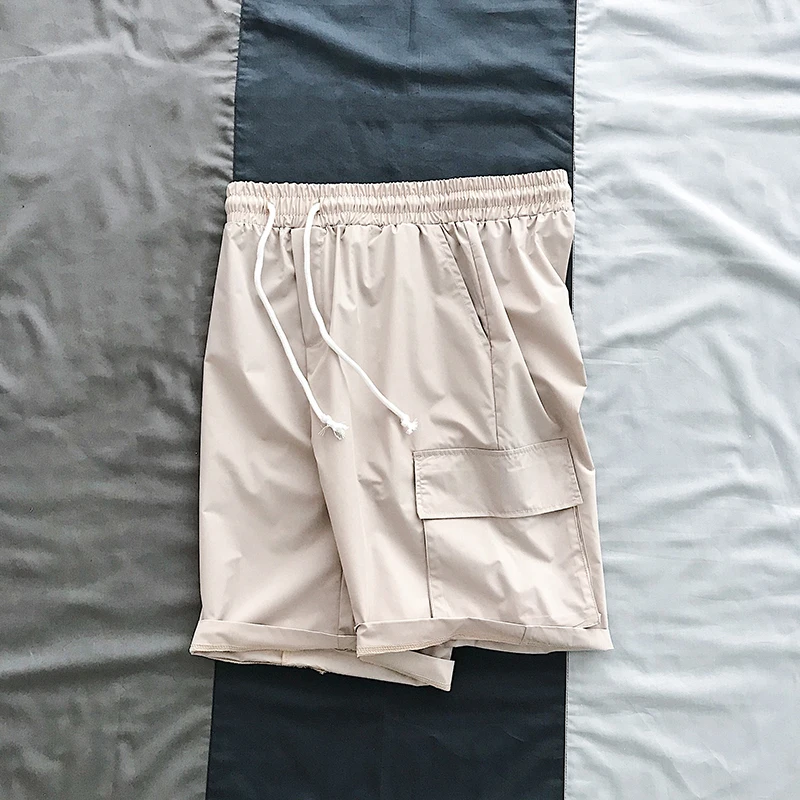 beige Новые летние шорты для женщин для мужчин модные однотонные цвет прямые повседневные шорты человек уличная тенденция дикий хип хоп Свободные - Цвет: beige