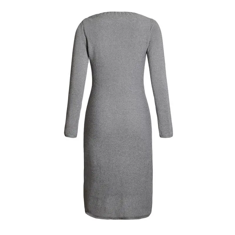 ADEWEL 2018 Spring Women Long Sleeve Bodycon Sweater Dress Casual Hand Knitted Midi Dress Elegant Inner Wear Womens Dresses (3)