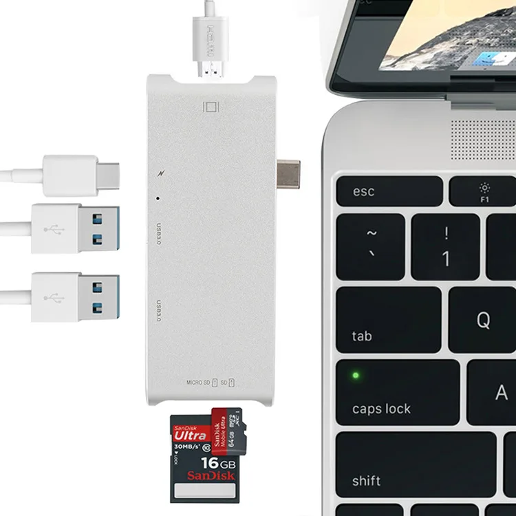 Новый Тип C USB 3 1 до 4K HDMI USB3.0 адаптер Алюминиевый usb c 0 концентратор кард ридер для