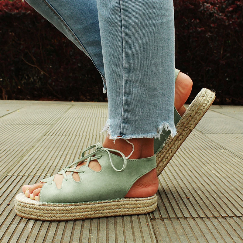 

Summer Bandage Wedge Espadrilles Women Sandals Open Toe Gladiator Sandals Women Casual Lace Up Women Platform Sandals Mujer