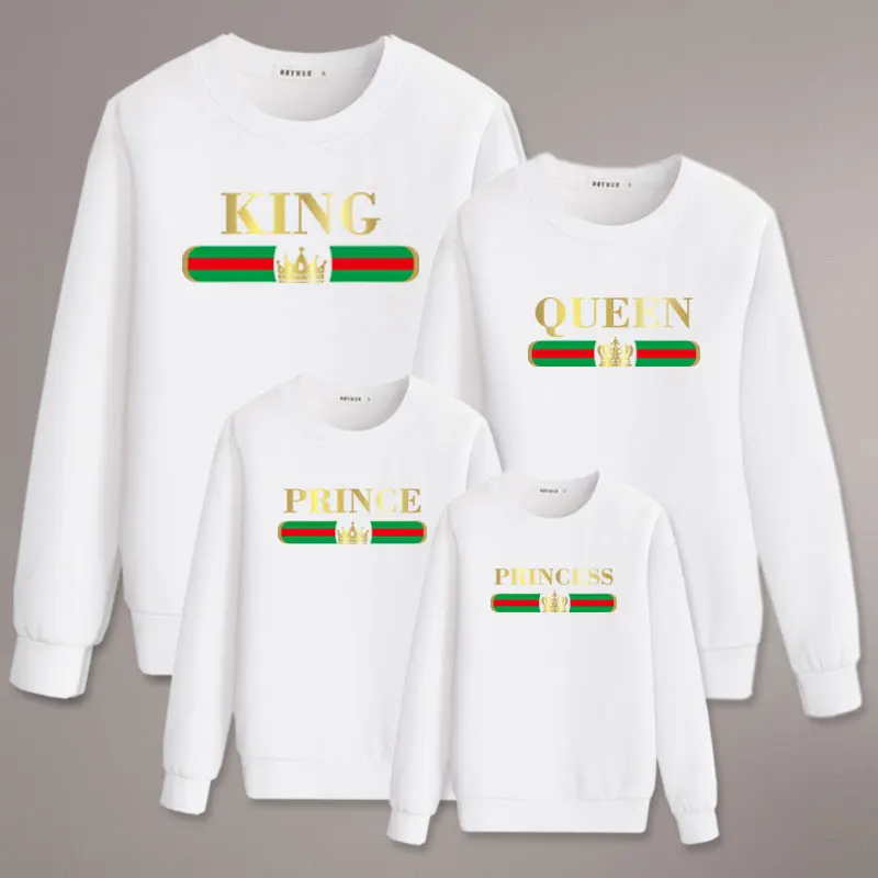 

king queen prince princess family matching clothes t shirt father mother son daughter sweatshirt mommy and me outfits nmd couple