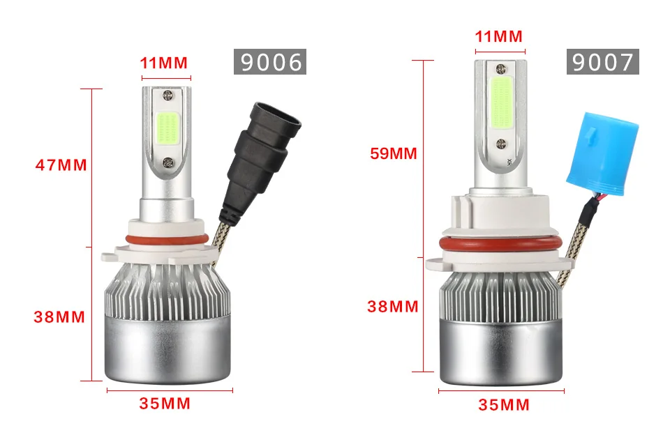 C6 H8 светодиодный HB3 HB4 H16 9005 9006 HIR2 H13 H1 H3 H7 H9 5202 COB 3000K 4300K 8000K 25000K автомобилей головной светильник лампы Противотуманные фары авто светильник