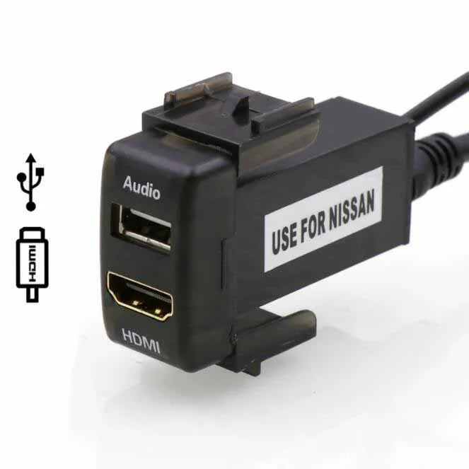 Car USB Charger with Audio input and HDMI Socket for NISSAN Qashqai
