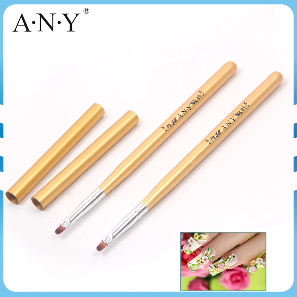 2016 ANY Beautiful Golden Wooden Handle Nylon Hair Gel Nail Brush 2