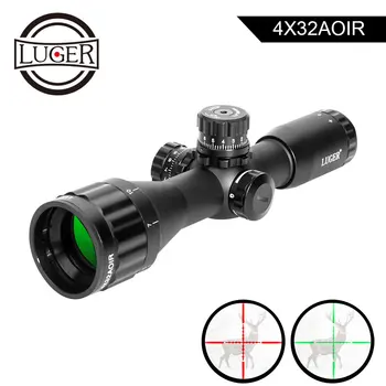 

LUGER Optic Sight 4X32 Front Parallax Focus Adjust Locking Hunting Scope Tactical Reticle Illumination Airsoft Collimator Sight
