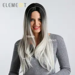 Элемент 26 дюймов синтетический парик с длинными волосами для Для женщин Ближний косой пробор высокой плотности натуральный заголовок