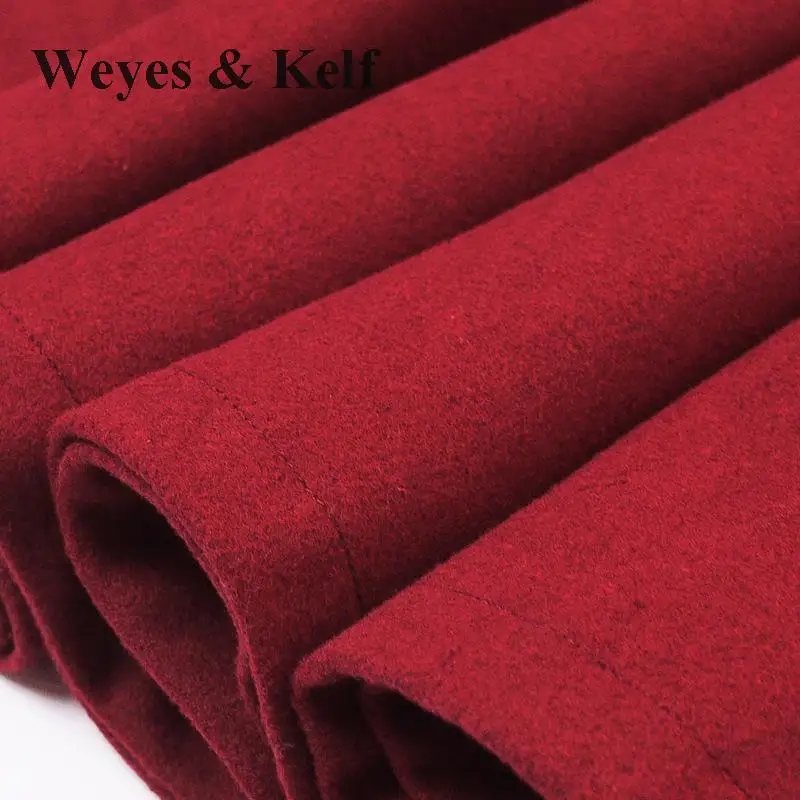 Weyes& Kelf размера плюс плиссированные юбки в складку Осенняя теплая шерстяная юбка длиной до колена трапециевидная шерстяная Зимняя юбка для женщин черный красный серый