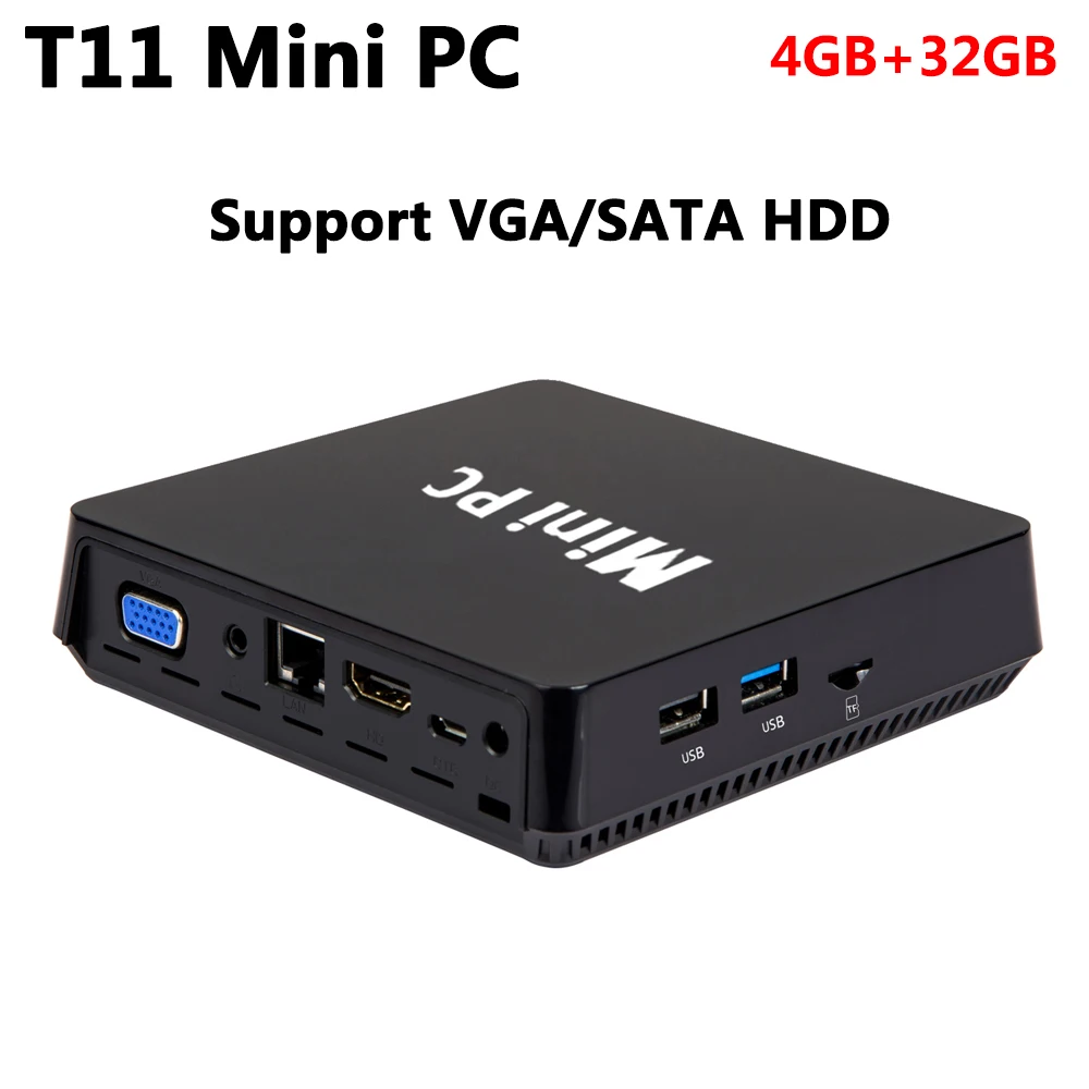 T11 мини-ПК Intel Atom X5 Z8350 4 Гб Оперативная память 32 ГБ Встроенная Поддержка 2 5 дюйма SATA
