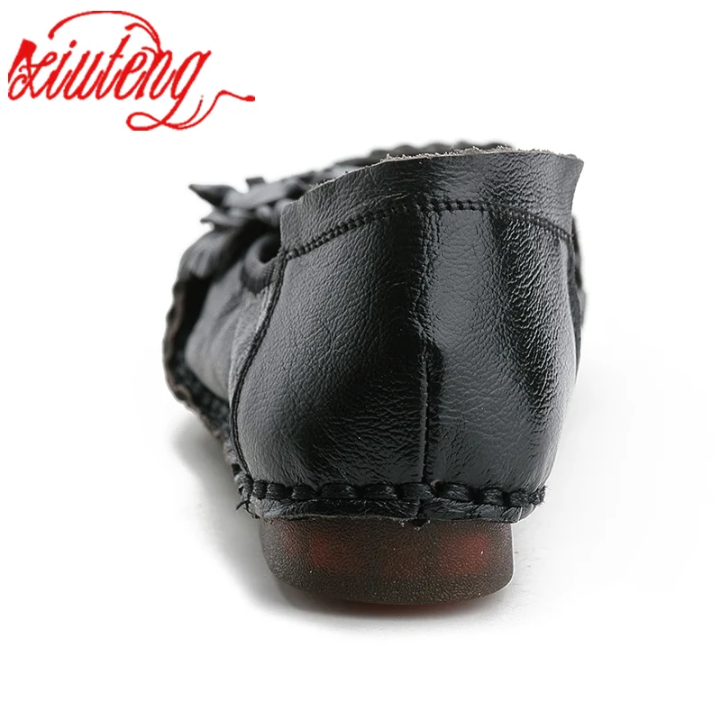 Xiuteng Soft Bottom Comfortable Hand Made Women Genuine Leather Flat Shoes Casual Work Cowhide Flexible Boat Shoes Women Flats women loafers,women orthopedic shoes