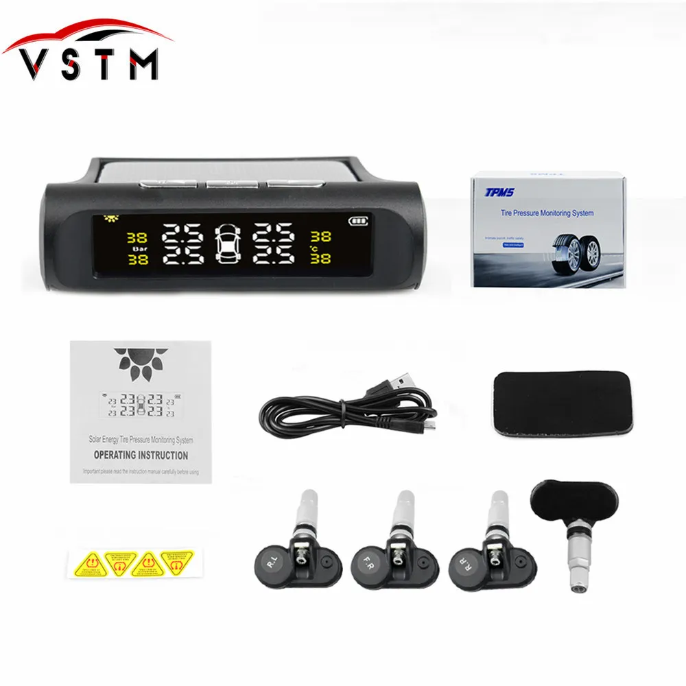 

Smart Car USB or Charging Car TPMS Tire Pressure Monitoring System LCD 4 Sensors for SUV Temperature Warning