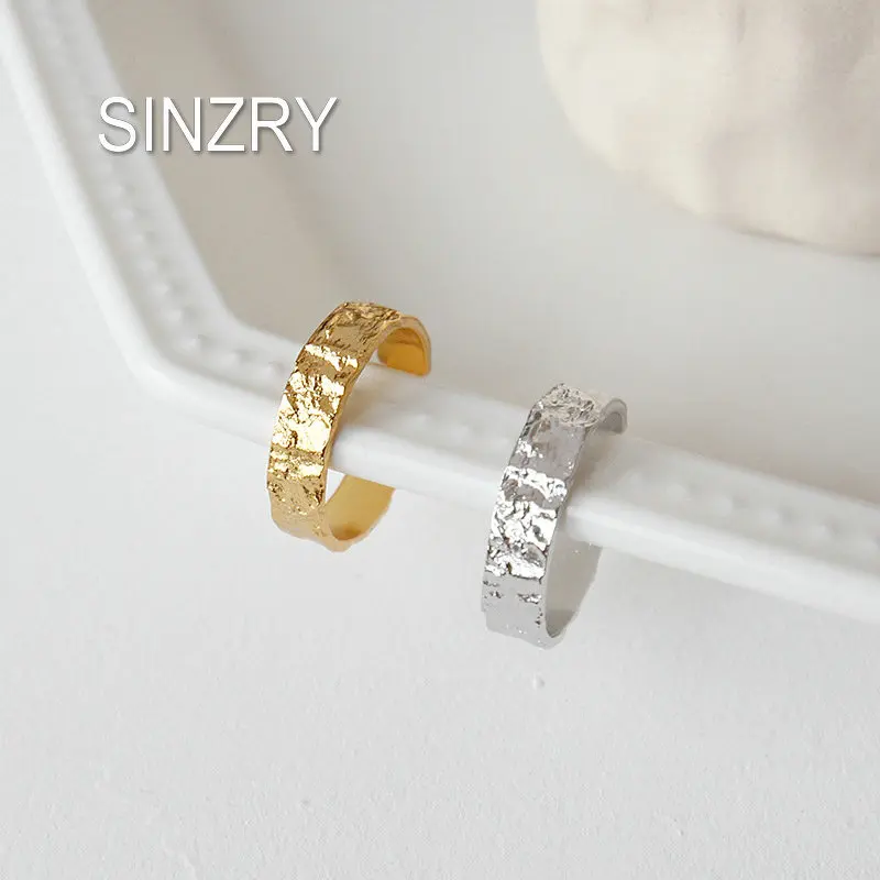 

Sinzry 100% Silver concave-convex texture ring open end 925 Sterling Silver simple rings For women