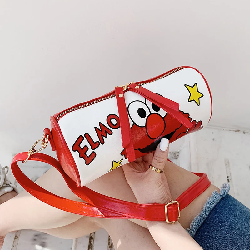 

Cartoon Women's Shoulder Bags Lovely Girl Bag 2019 New Fashion Barrel-shaped Ladies Crossbody Bag Casual Travel PU Handbags ins