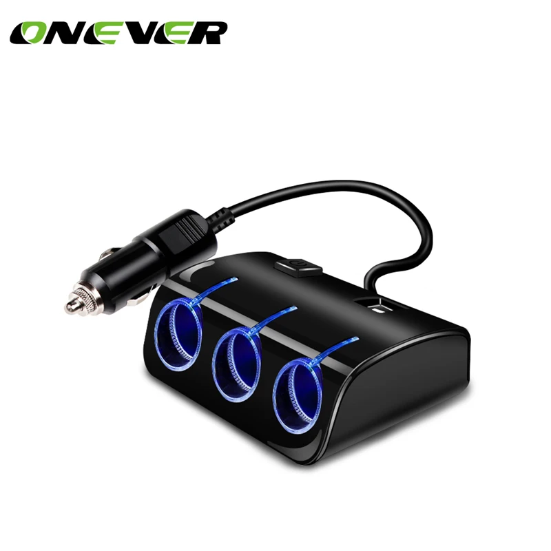 Автомобильный адаптер питания Onever 12 В/24 В два USB 2 прикуривателя 3 полосная
