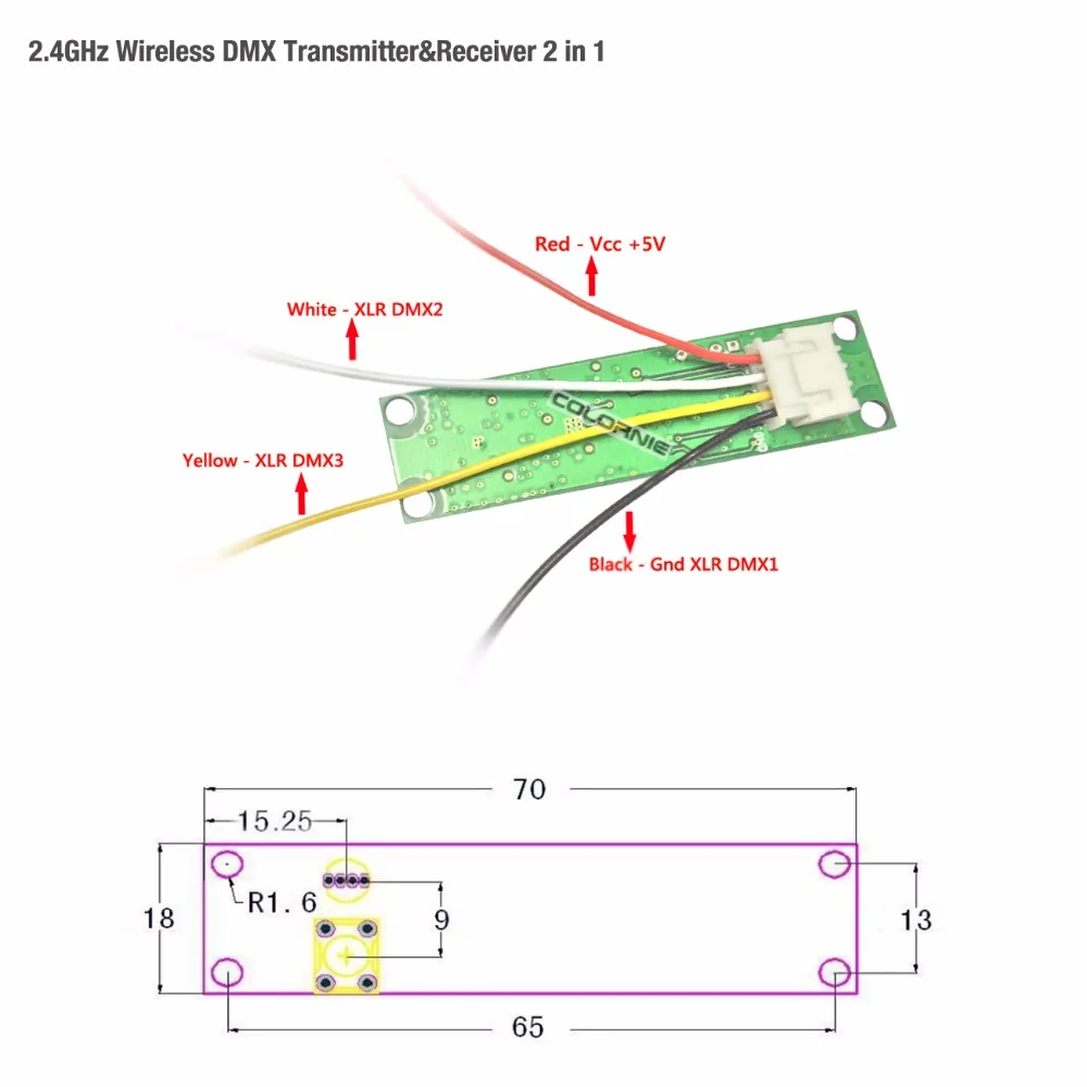 5 шт. Dmx сценический светильник ing контроллер 2,4G беспроводной DMX512 контроллер передатчик и приемник 2 в 1 PCB модуль диско светильник контроллер