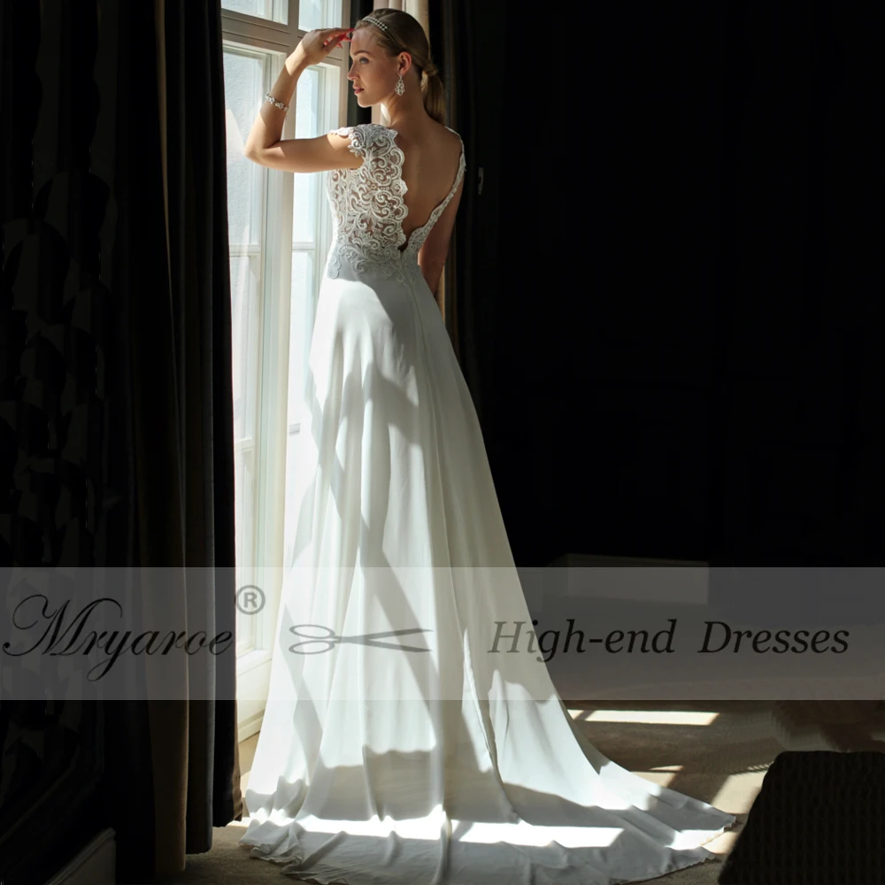 Mryarce Exclusive Luxury Lace Wedding Dress Chiffon A Line Wedding Dress Beach Bridal Gowns  (1)