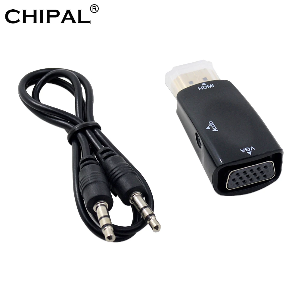 Преобразователь CHIPAL HD 1080P HDMI в VGA адаптер с аудиокабелем 3 5 мм HDMI2VGA для ПК планшета