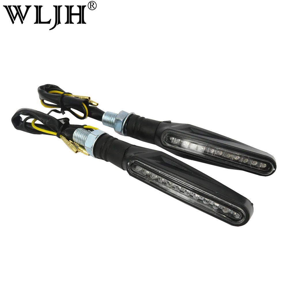 WLJH 2x Universal Motorcycle Turn Signal Light Flexible 12 LED Turn