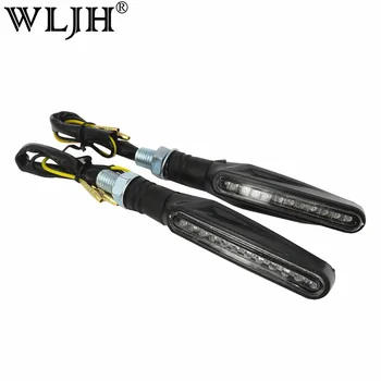 

WLJH 2x Universal Motorcycle Turn Signal Light Flexible 12 LED Turn Signals Indicators Blinkers Flashers for Honda MSX125 GROM