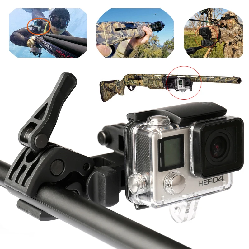 

Go pro Hero5 Fixed Clip Holder Gun/Fishing Rod/Bow/Arrow selfie monopod base for Gopro hero7 6 5 4 SJCAM SJ4000 for Xiaomi YI 4K
