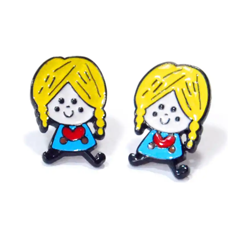 Ivyye Blond Braids Girl Fashion Anime Cartoon Earring Cute Animal Stud Earrings For Women Girls Kids Jewelry Xmas New Gift