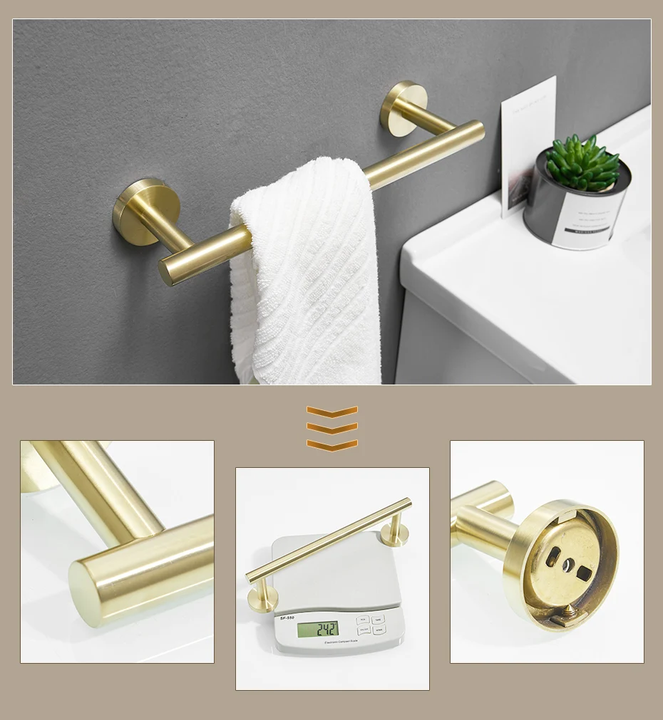 FLG золотые аксессуары для ванной комнаты, нержавеющая сталь, держатель для туалетной бумаги, держатель для башни, настенный набор аксессуаров для ванной комнаты