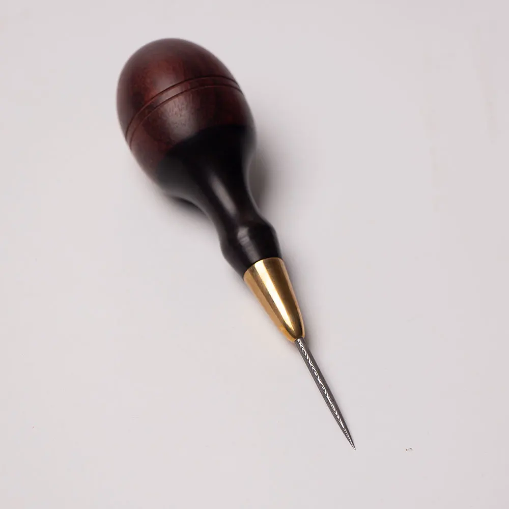 High quality Damascus steel awl DIY Leather Tools Stitching Awl Wood Handle Leather hard steel Awl Leather craft Sewing Tool