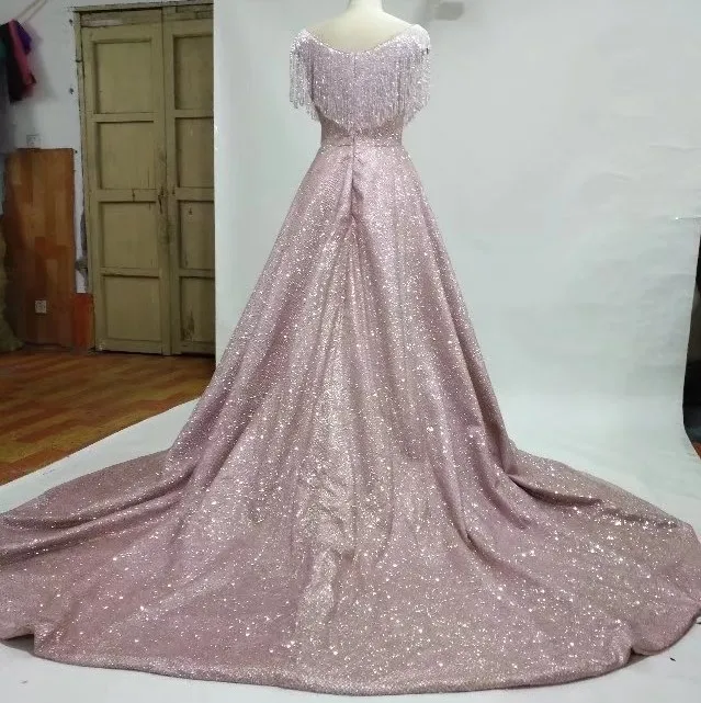 Bling fanatico Borlas de cabo vestido de formatura шикарное длинное платье-накидка с кисточками, выпускное платье с большим v-образным вырезом, Платья для особых случаев