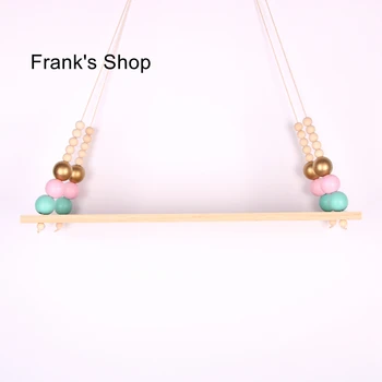

C Ins Children Room Decorative wood beads Wall Shelves kids Clapboard With Beads INS Kids Decoration Party Decor Gifts