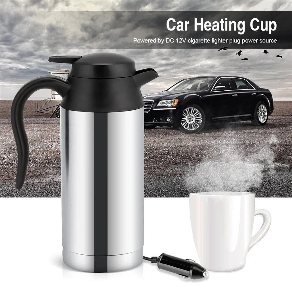 

12/24V Portable 750ml Car Truck Kettle Water Heater Stainless Steel Electric Heating Cup Boiling Bottle for Travel 2.0#