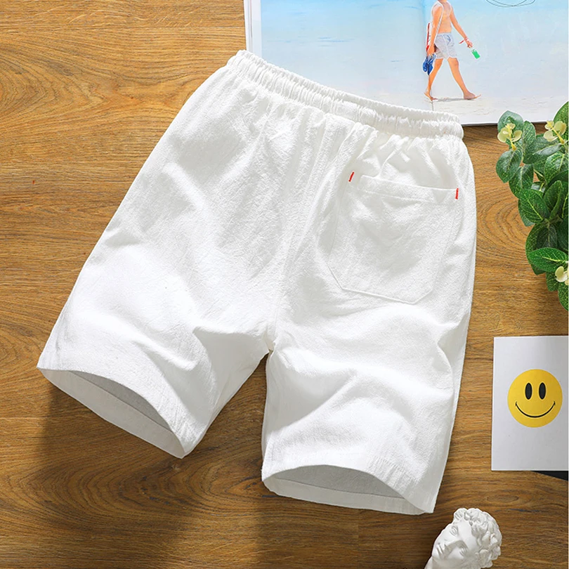 BINHIIRO Men Shorts Solid Drawstring Fashion Linen Cotton Shorts For Men Mid Straight Knee Length Large Size 5XL Men Shorts BINHIIRO Men Shorts Solid Drawstring Fashion Linen Cotton Shorts For Men Mid Straight Knee Length Large Size 5XL Men Shorts