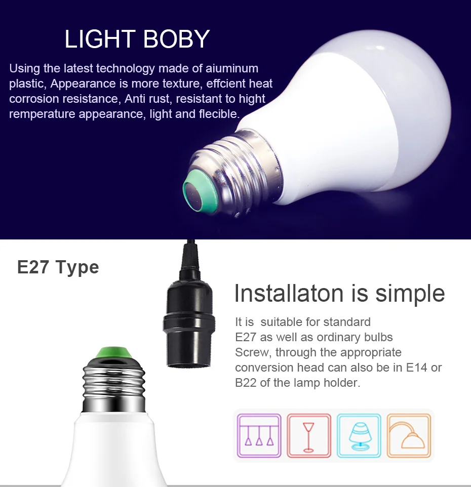 E27 LED Bulb Lamp 5W 10W 15W RGB+ White 16 Color LED Lamp SMD5050+ SMD2835 Changeable RGB Bulb Light With Remote Control