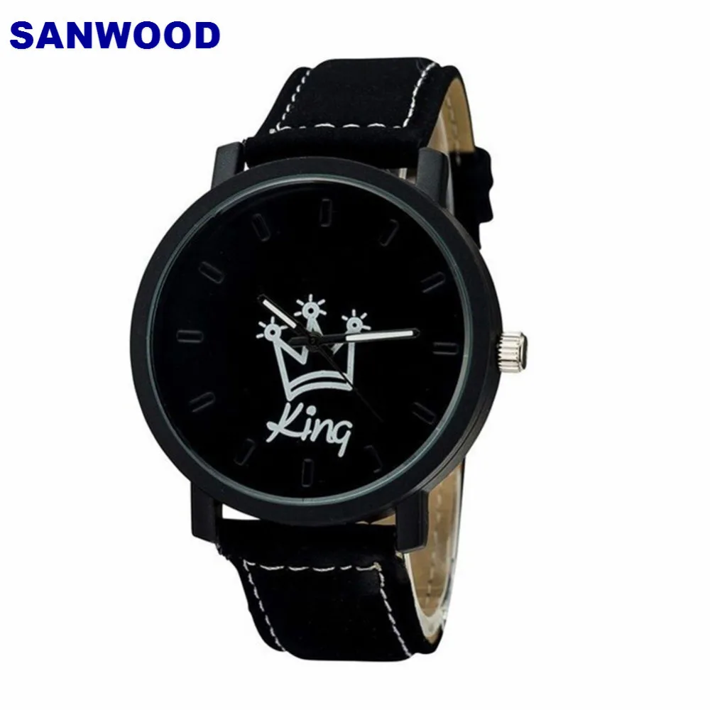 Couple Watch Queen King Crown Fuax Leather Quartz Analog Wrist Watches Chronograph 2018women men Couple Watch Queen King Crown Fuax Leather Quartz Analog Wrist Watches Chronograph 2018women men