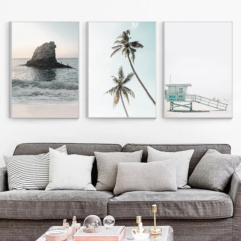 Tropical Coastal Beach Canvas Poster Nordic Style Wall Art Print Ocean Sea Painting Decoration Picture Scandinavian Home Decor