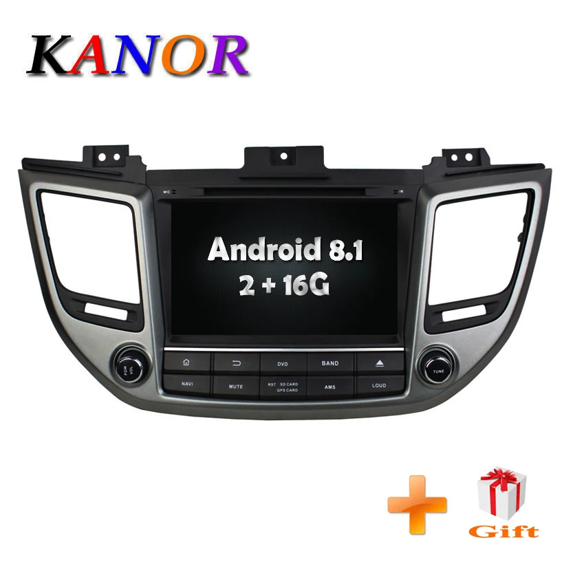 

KANOR 2G+16G For Hyundai IX35 Tucson 2015 car dvd gps navigation android 8.1 car console car radio player car stereo