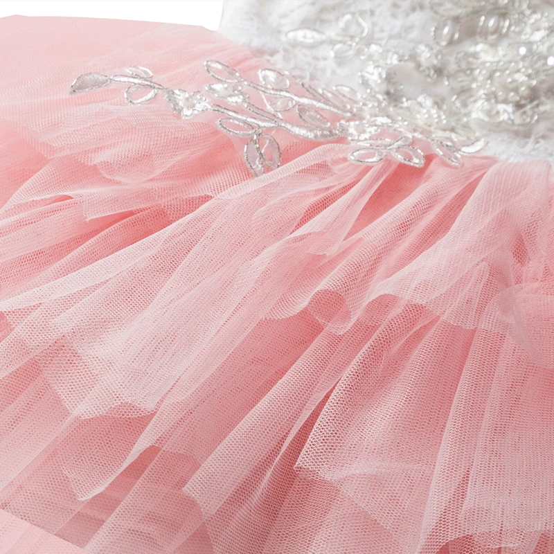 Новые Вечерние платья-пачки для маленьких девочек, кружевное фатиновое платье с цветочным узором, праздничное платье для дня рождения, 1 год платья для маленьких девочек, Vestidos