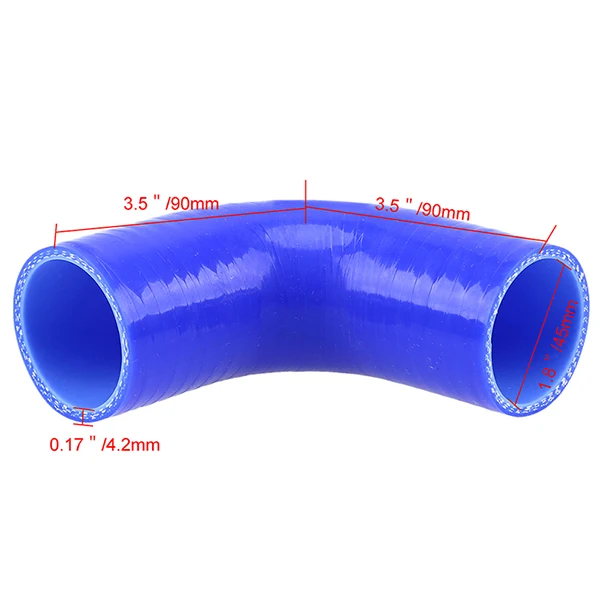 Posbay Универсальный Автомобильный силиконовый шланг постоянного диаметра, муфта турбо-Редукторная труба синего цвета 38-89 мм 1,5 ''-3,5'' 90 градусов - Цвет: 45mm