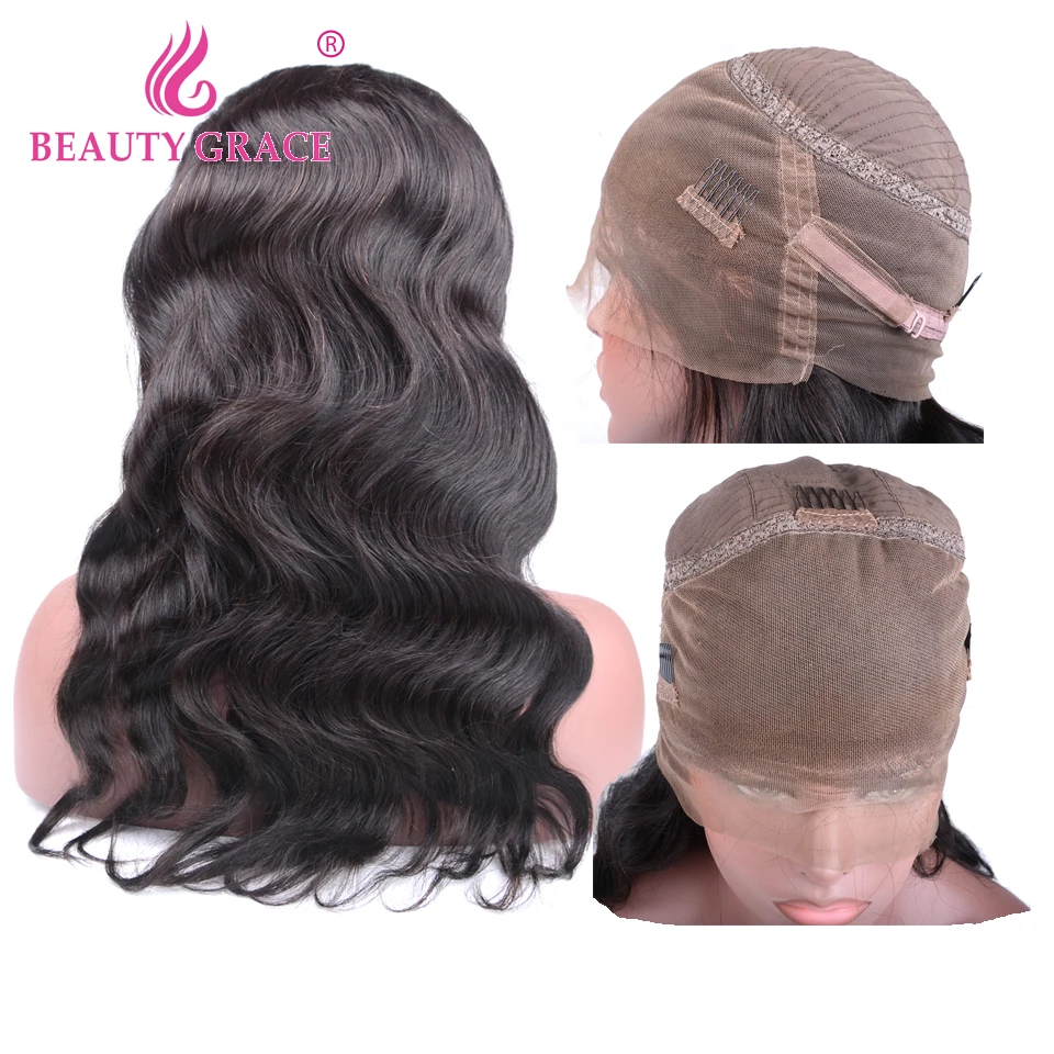 Beauty Grace 360 парик с фронтальным кружевом предварительно сорвал с волосами младенца перуанские волнистые человеческие волосы Remy парики для