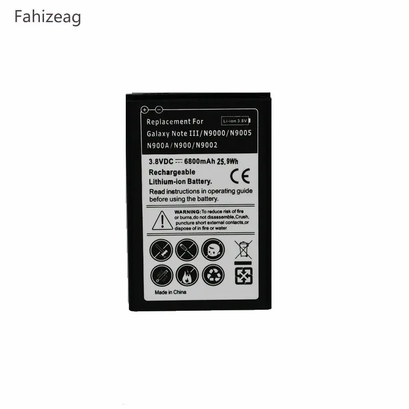 Замена 6800 mAh Батарея для samsung Galaxy Note3 Примечание 3 N9000 N9005 N900A N9002 N900 с черный/белый