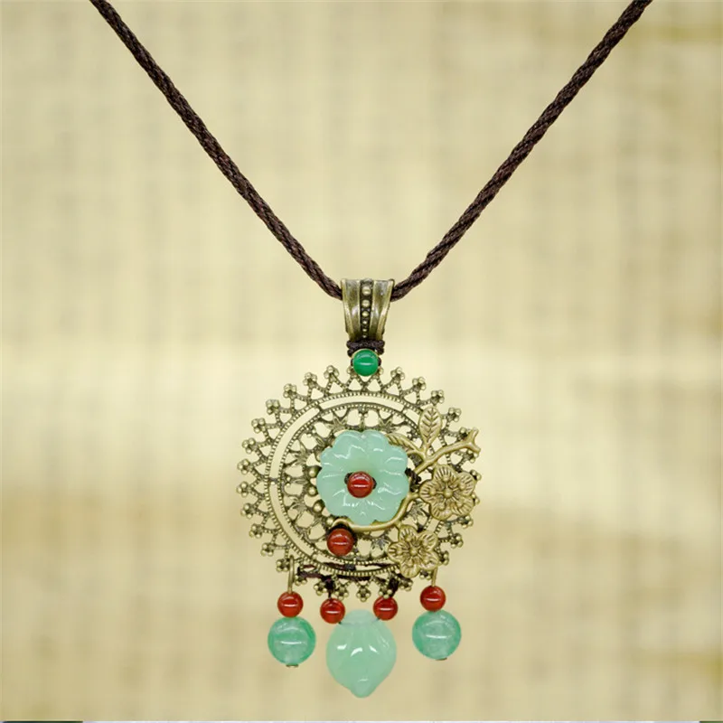 

women necklace flowers geometry copper alloy pendant vintage jewelry accessories wholesale retail long sweater necklaces BX073