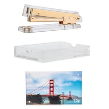 3 шт./setClear memo pad Note Holder+ прозрачная акриловая фоторамка-подходит для " x 6"+ акриловый степлер Настольный комплект