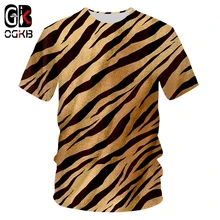 OGKB Летняя мужская черно-белая футболка с леопардовым принтом и круглым вырезом, 3D принт,, Одежда большого размера, Мужская футболка