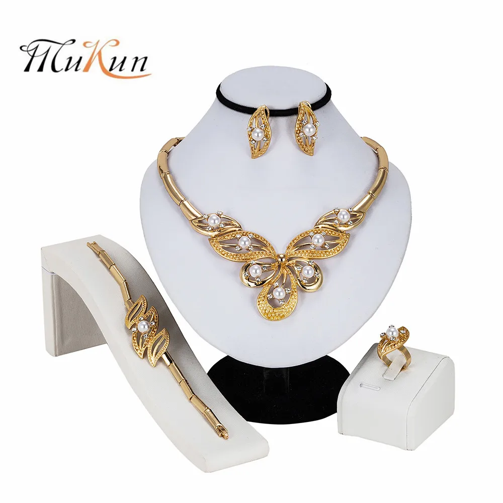 

MUKUN High Quality Italy Gold Color Jewelry Set For Women african beads jewlery fashion necklcace set earring ethiopian jewelry
