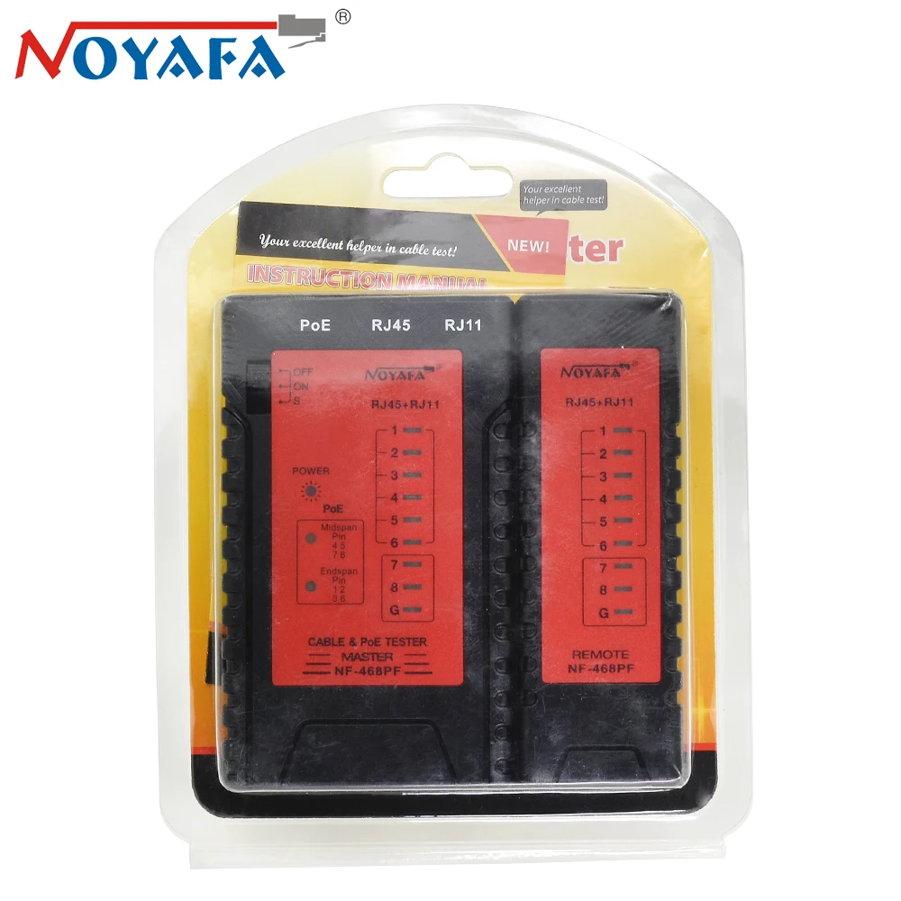 

Noyafa NF-468PF Cable testers POE Tester Check the RJ11& RJ45 Cable quickly Detect Automatically tests for continuity