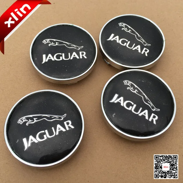 4pcs Hot sale 60mm Black Jaguar logo car emblem Wheel Center Hub Caps