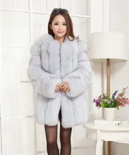 2016 Luxury Lady Fashion Genuine Natural Fox Fur Coat Jacket Winter Women Fur Trench Outerwear Coats Long Sleeve 3XL VK1472