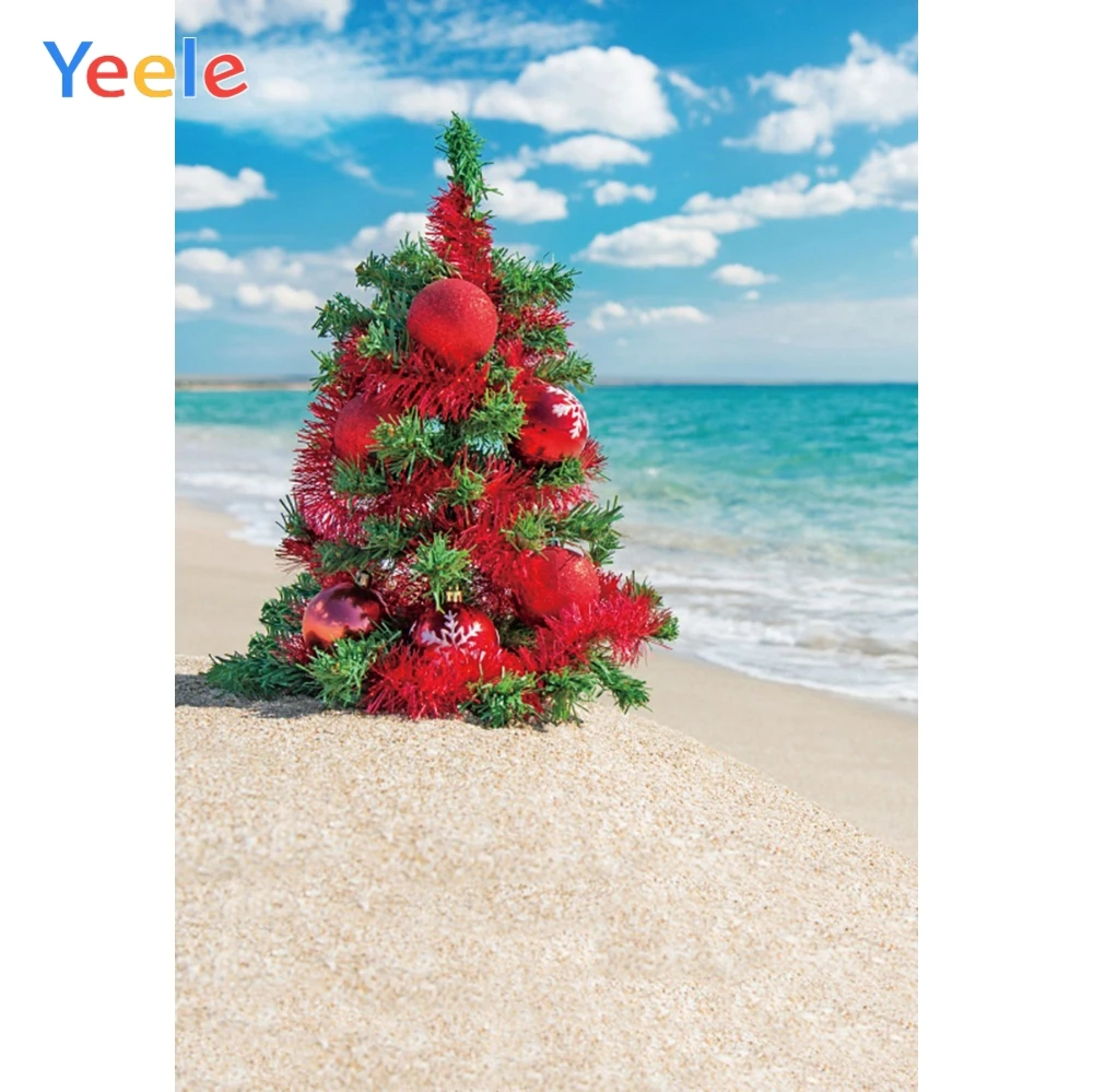 

Yeele Professional Photography Backdrops Beach Seaside Portrait Christmas Trees Balls Photographic Backgrounds For Photo Studio