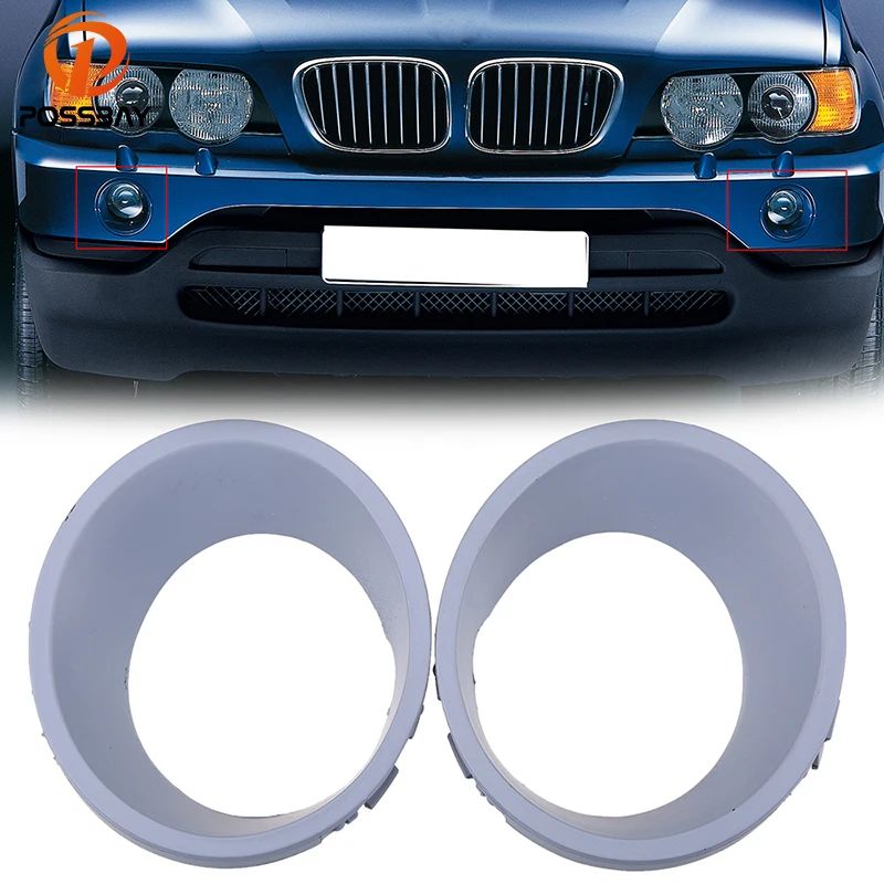 

POSSBAY Car Fog Light Cover Racing Grilles Fit for BMW X5 E53 Pre-facelift 2000-2003 Front Lower Fog Lamp Replacement