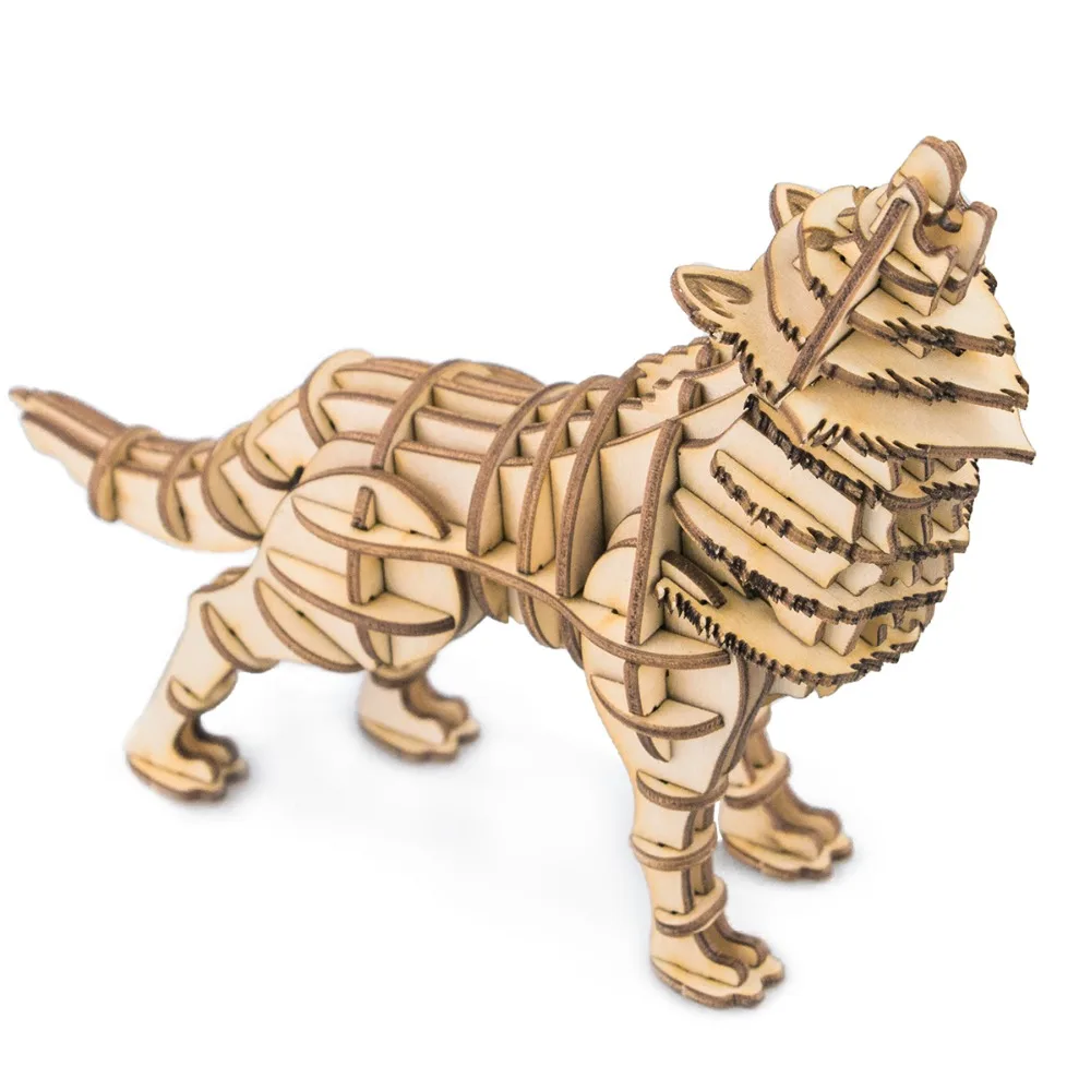 

Robotime 3D Wooden Jigsaw Puzzle DIY Wolf Animal Model Toys Assembly Model Wood Craft Kits for Children Kids TG207 Drop Shipping