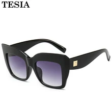 Роскошные негабаритные солнцезащитные очки кошачий глаз, толстая оправа, квадратные градиентные линзы, оттенки для женщин, широкий стиль, Винтажные Солнцезащитные очки Cateye