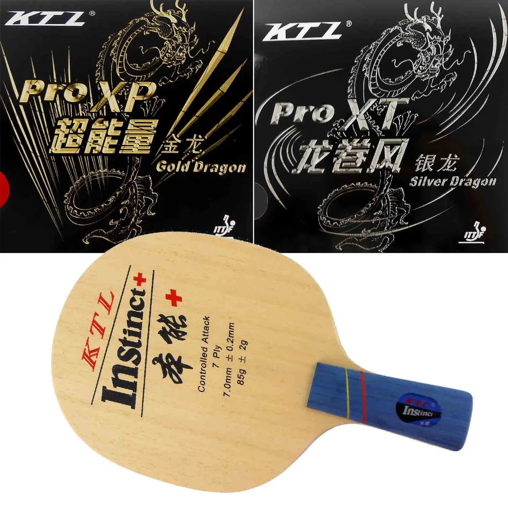 

KTL instinct+ Table Tennis Blade penhold short handle CS + Gold Dragon and Silver Dragon Rubber With Sponge for a Racket CS